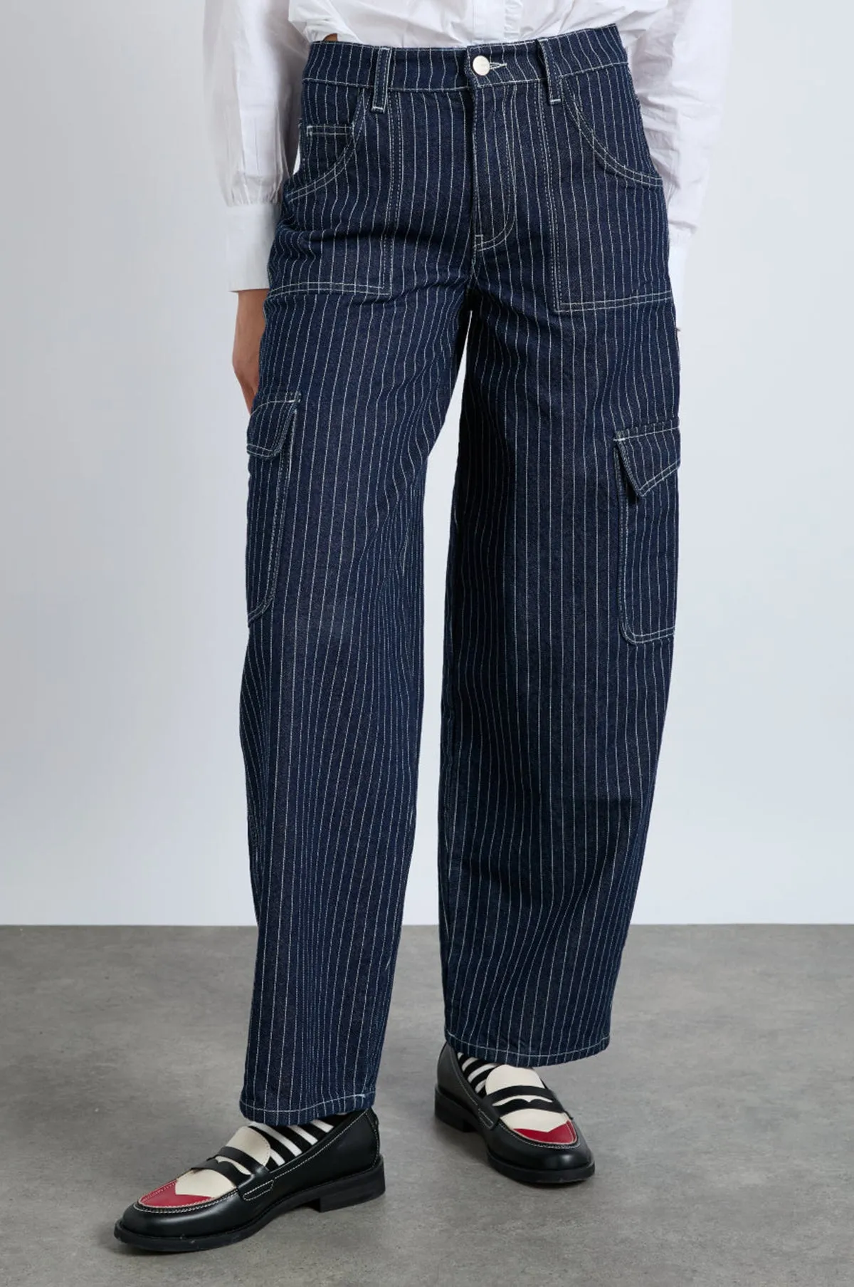 Pinstripe Denim Cargo Blue