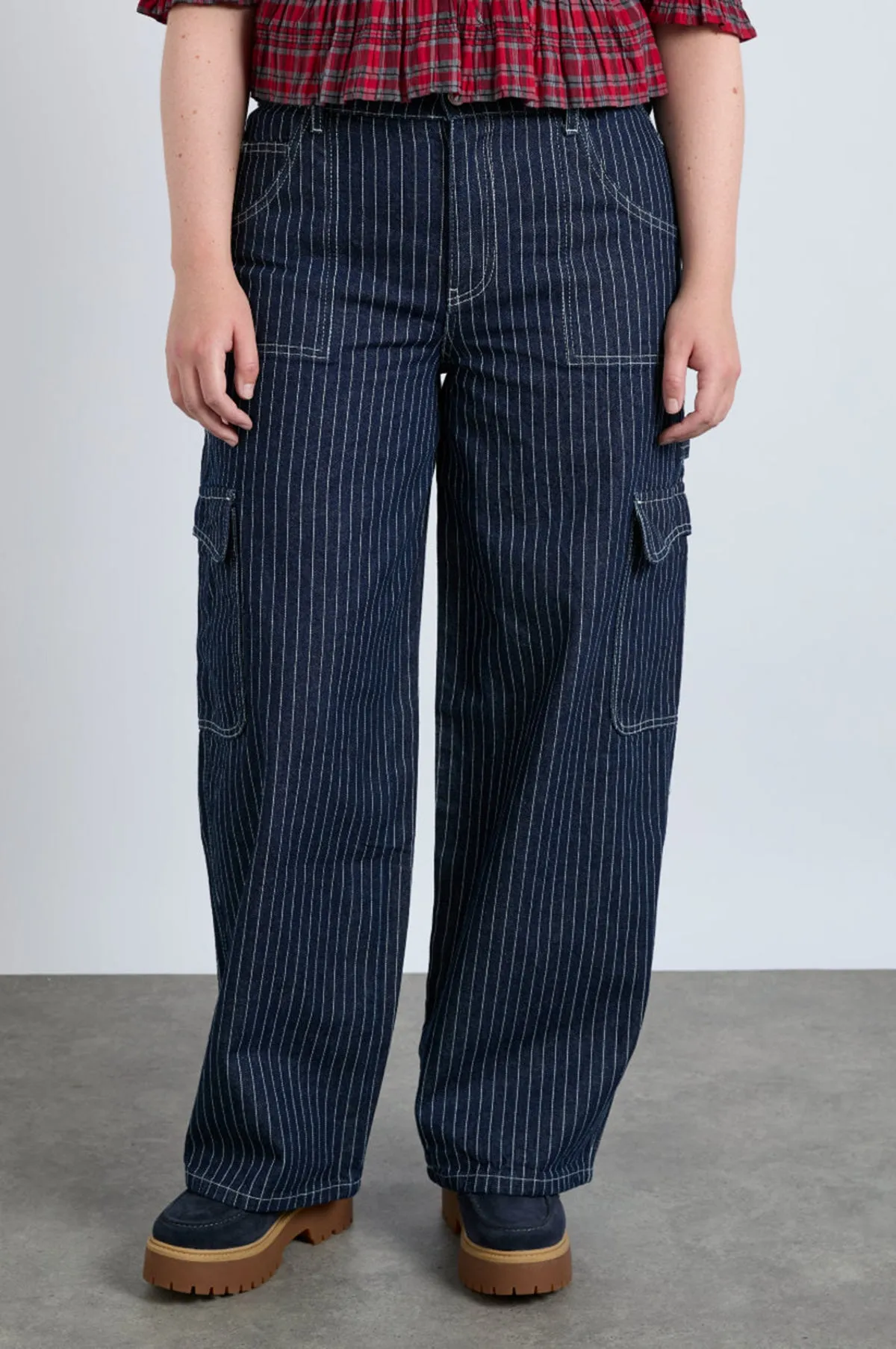 Pinstripe Denim Cargo Blue