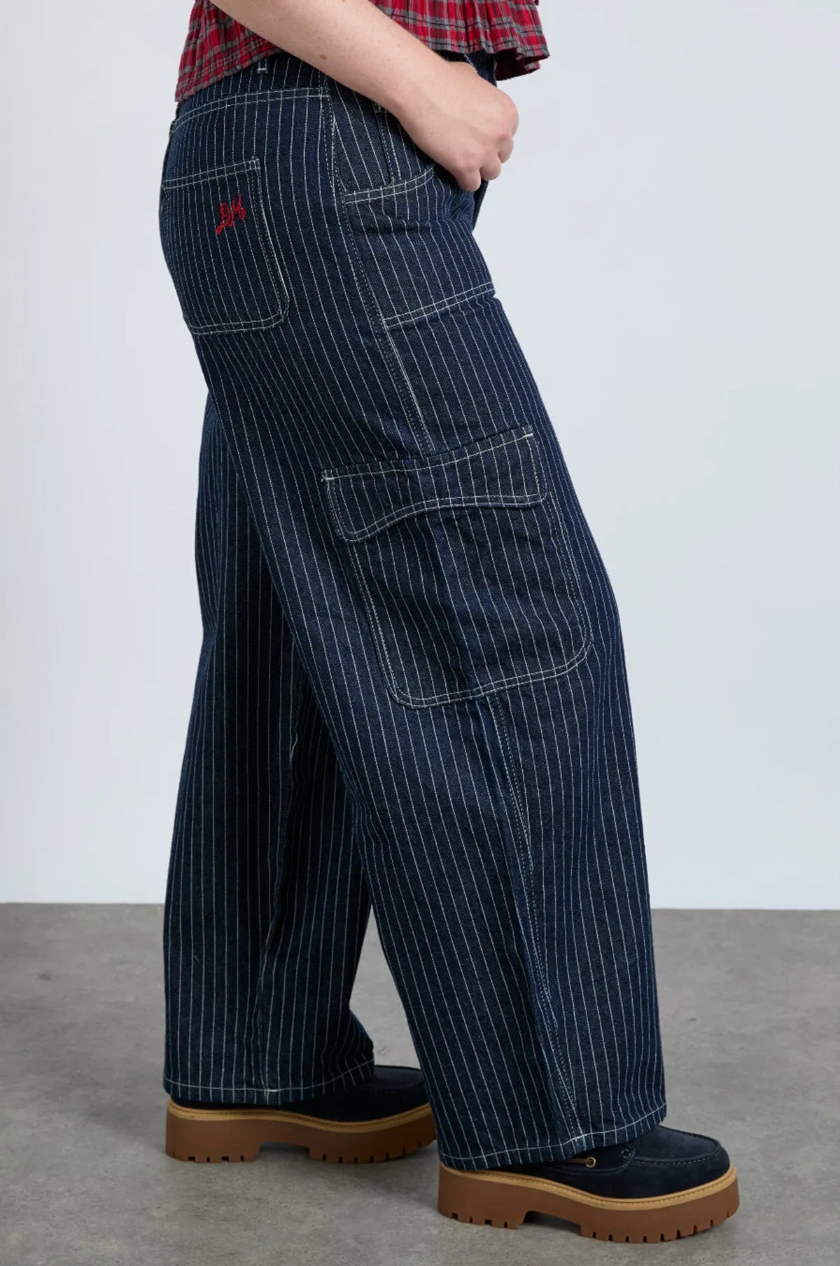 Pinstripe Denim Cargo Blue