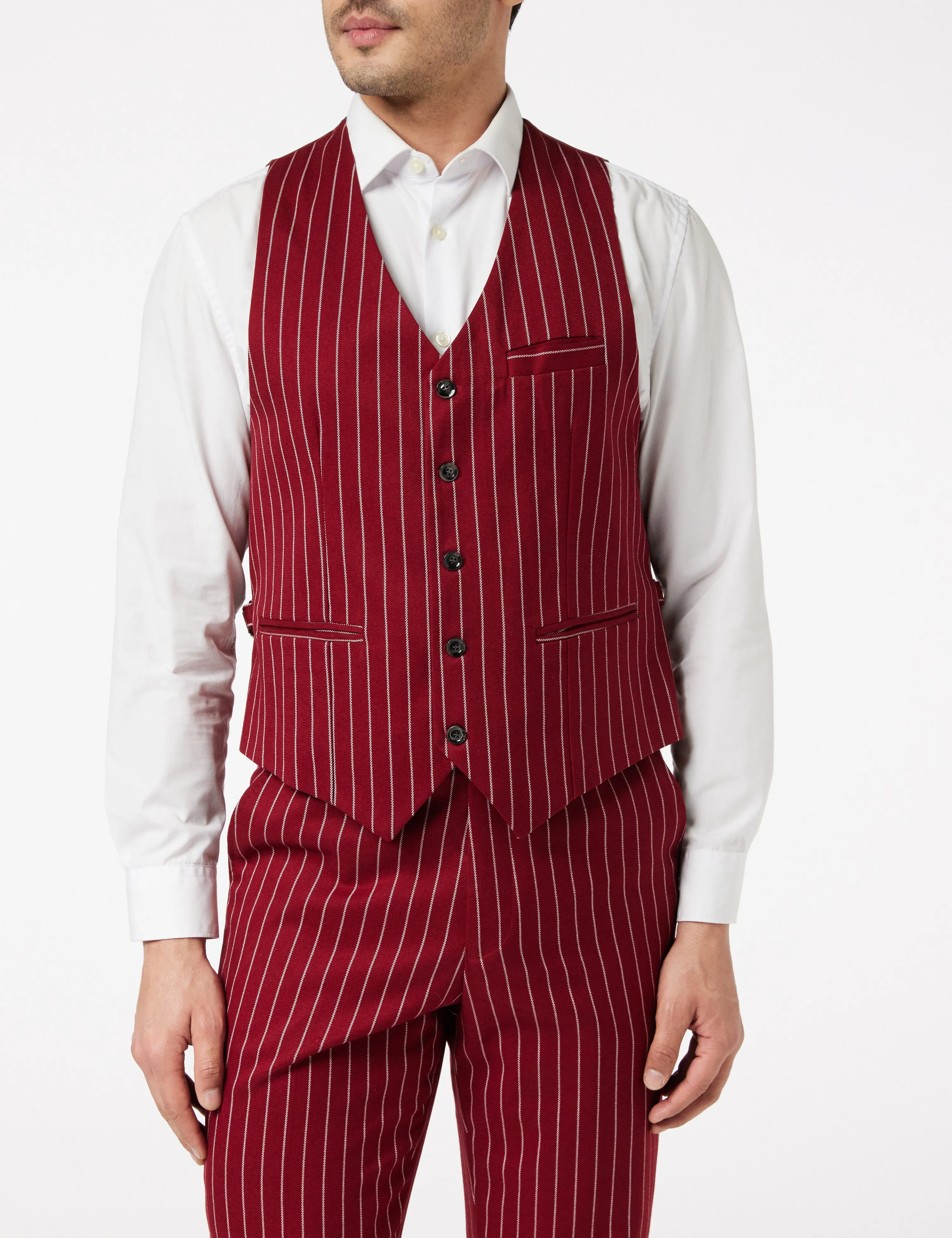 Pinstripe Double Breasted Maroon Jacket