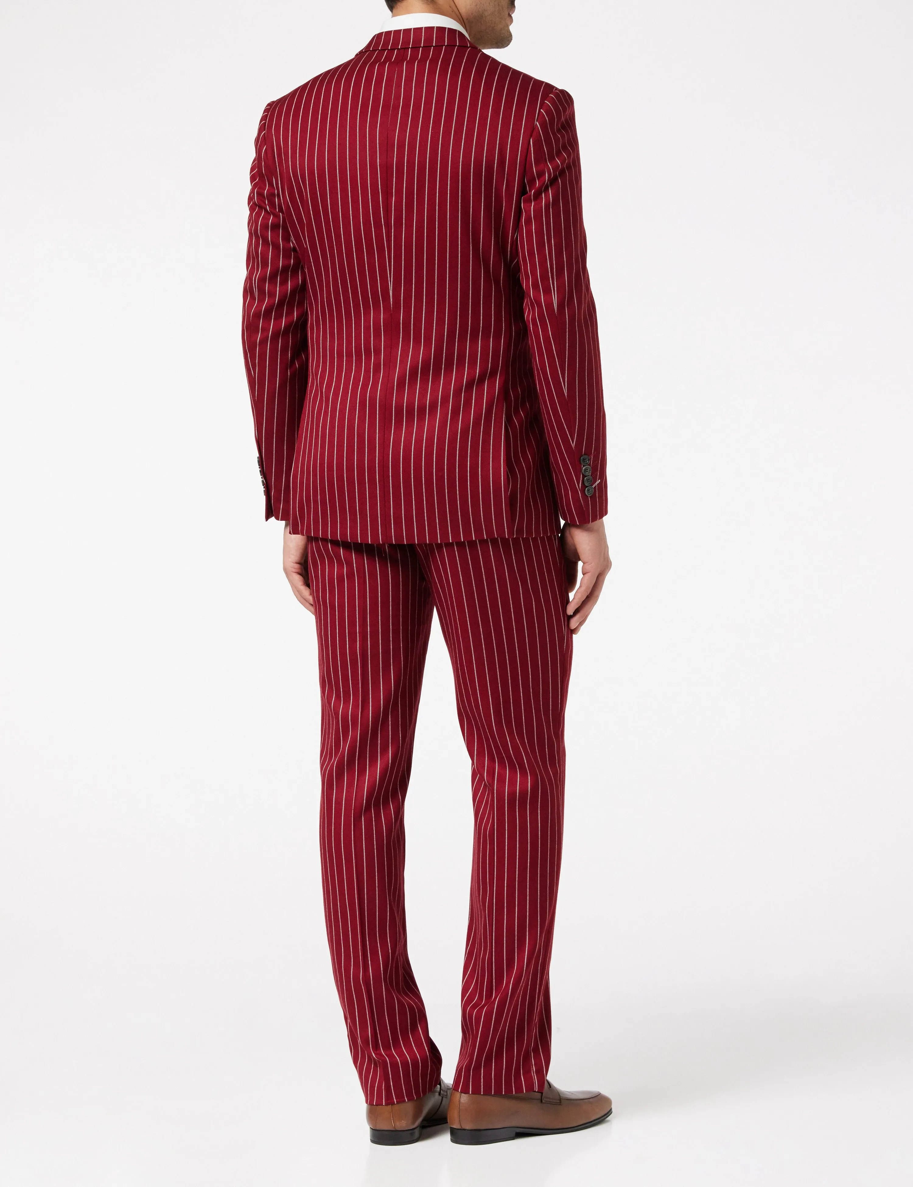 Pinstripe Double Breasted Maroon Jacket