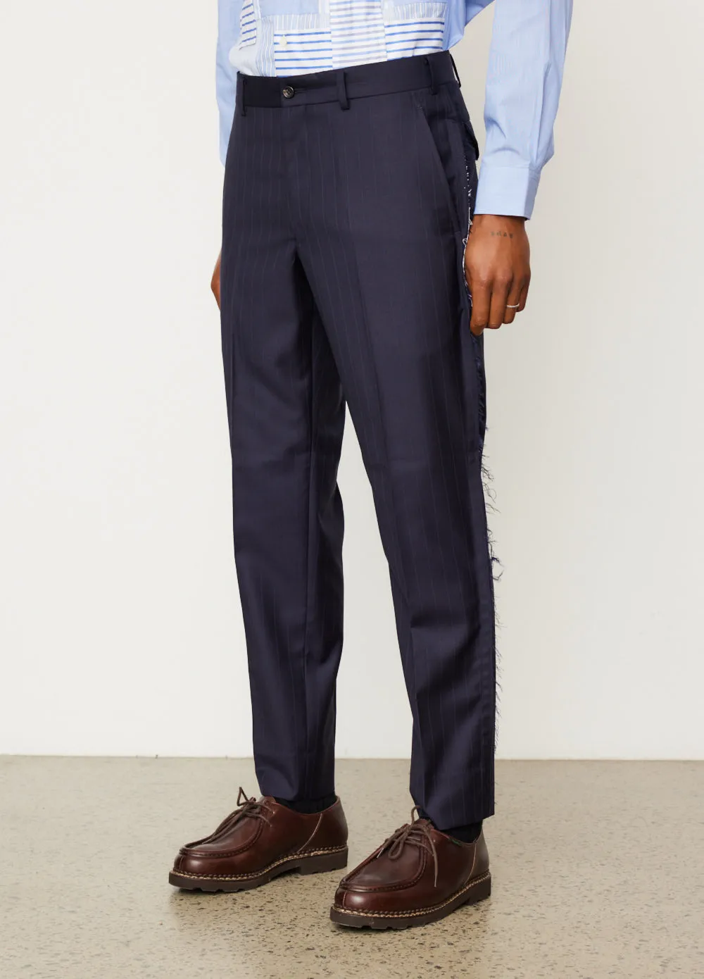 Pinstripe Raw Edge Trousers