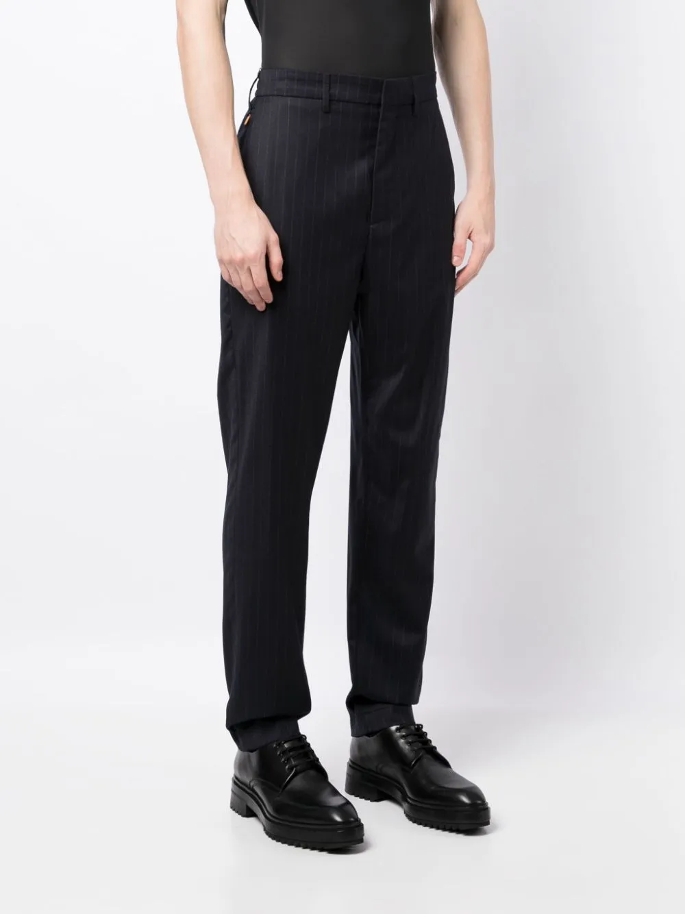 Pinstripe Tapered-Leg Trousers