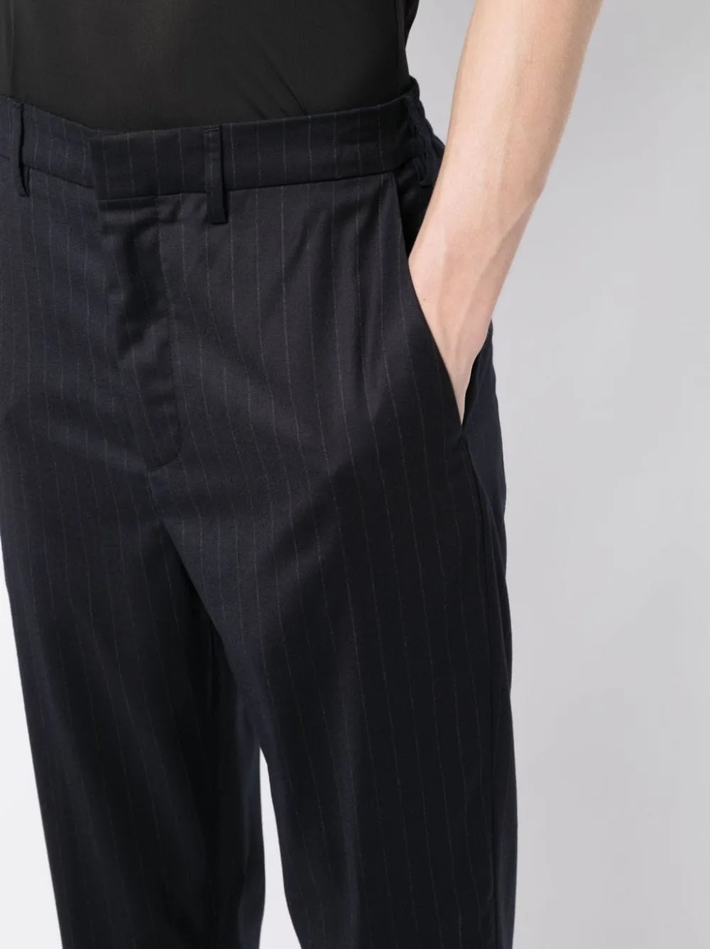 Pinstripe Tapered-Leg Trousers