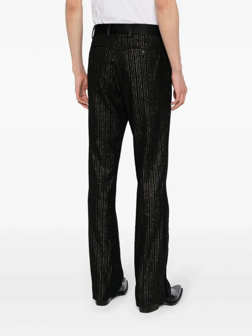 Pinstriped Wool-Blend Trousers