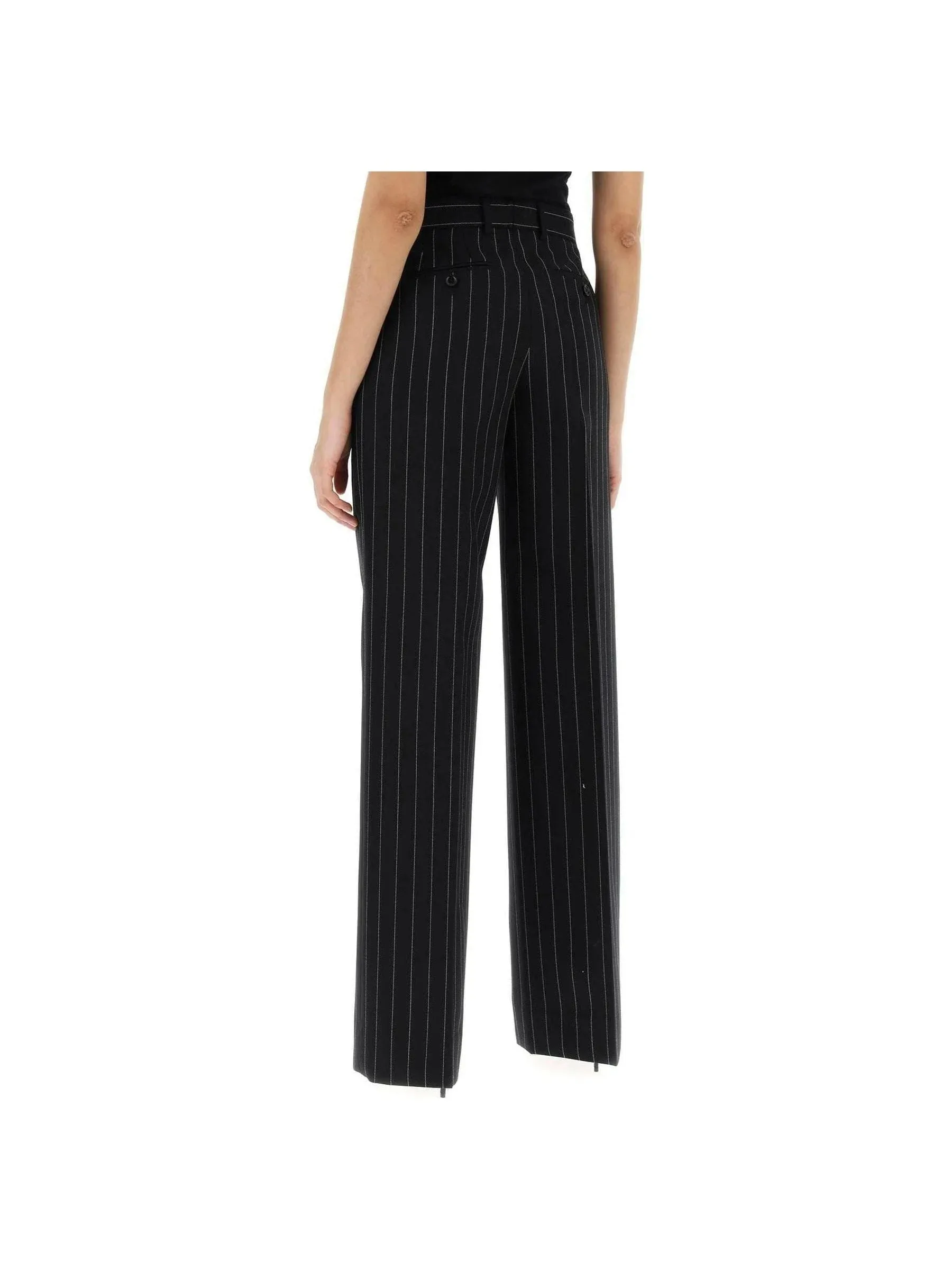 Pinstriped Wool Trousers