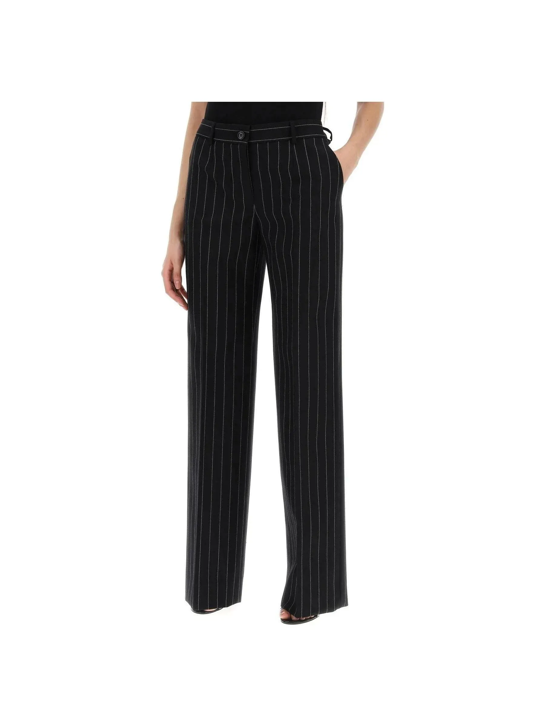 Pinstriped Wool Trousers