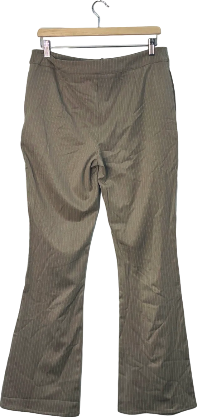 P.L.T. Label Beige Pinstripe Trousers UK 10