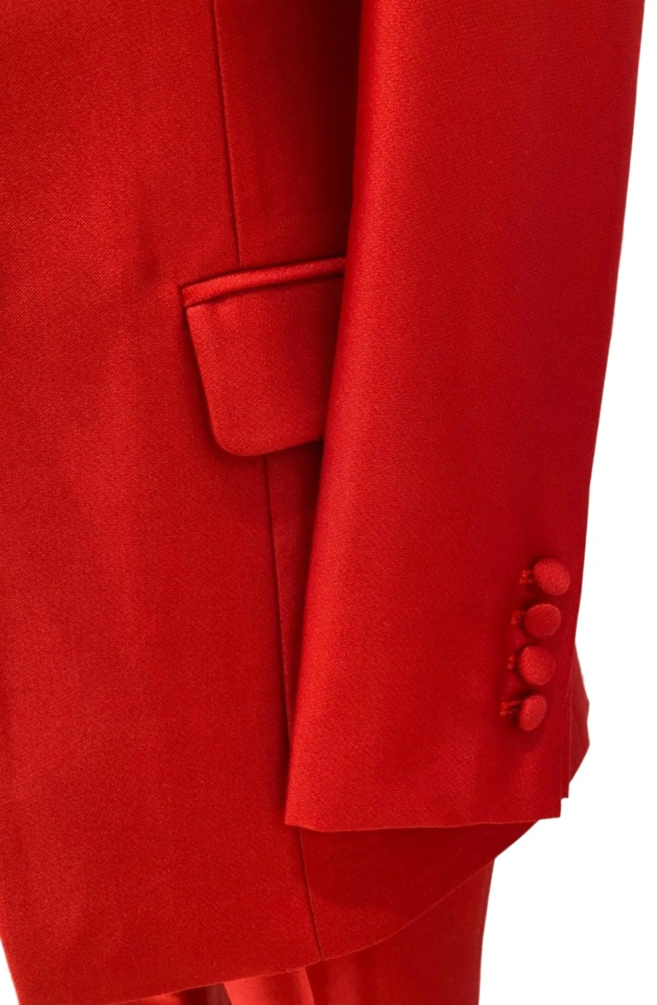 Red Three-piece Trouser Suit  - Slim Fit Women Suit