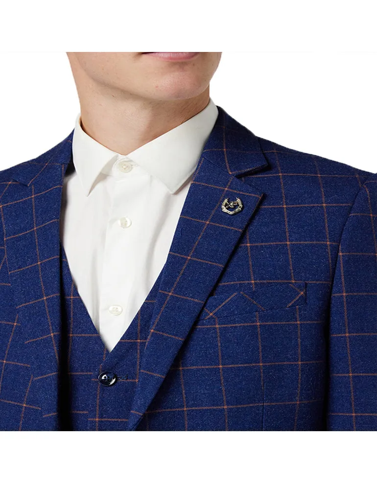 Roger - Orange on Blue Window Check Suit