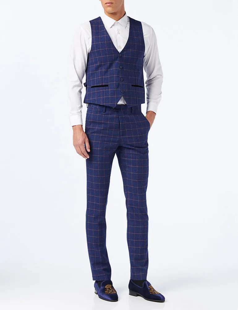 Roger - Orange on Blue Window Check Suit