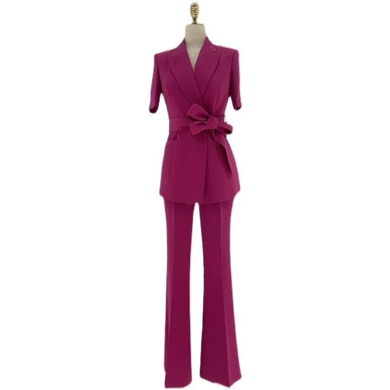 Rose Belted Women Pant Suit