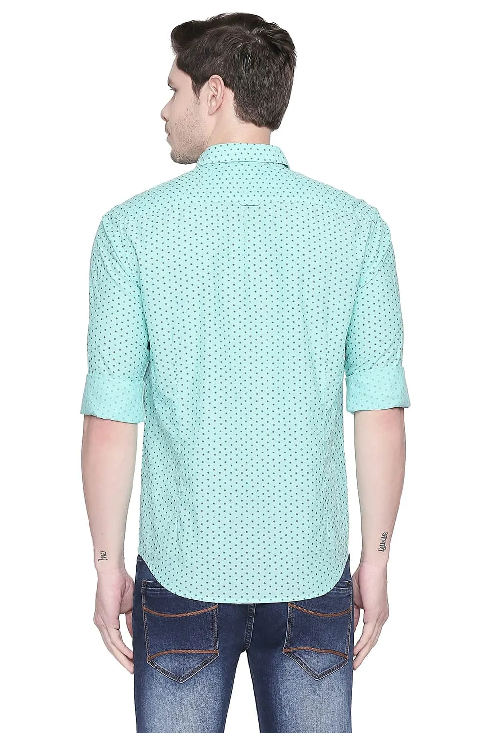 Slim Fit Chambray Printed Shirt