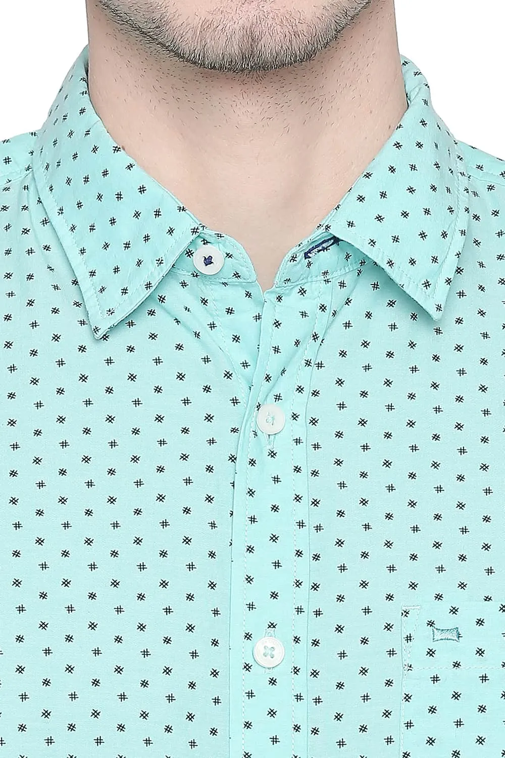 Slim Fit Chambray Printed Shirt