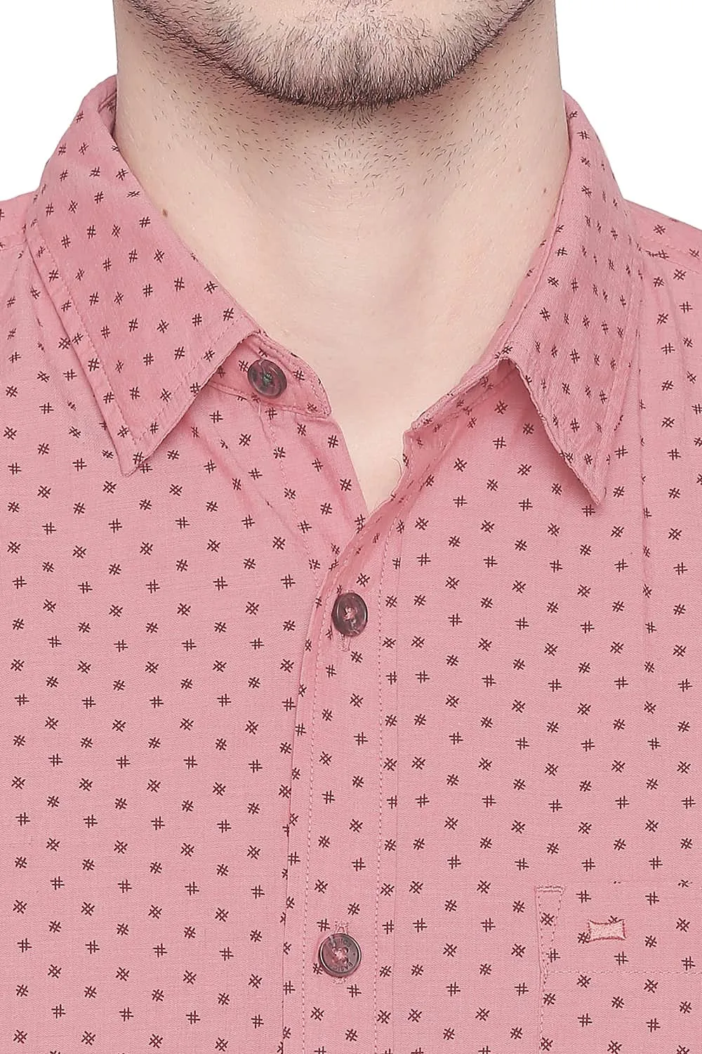 Slim Fit Chambray Printed Shirt