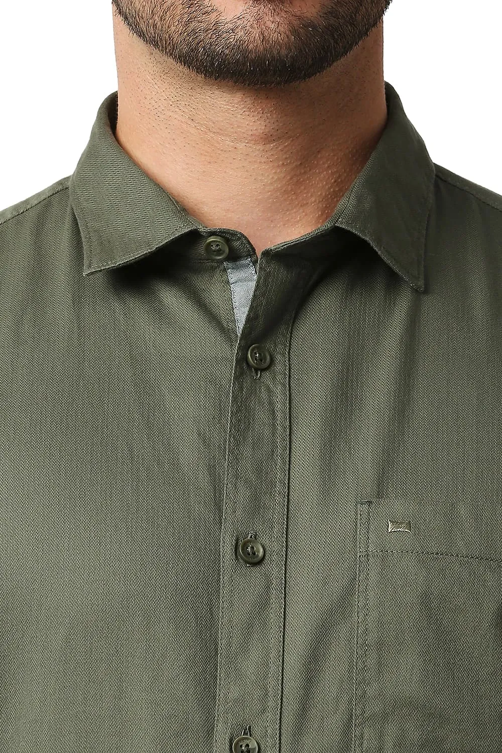 Slim Fit Herringbone Halfsleeves Shirt