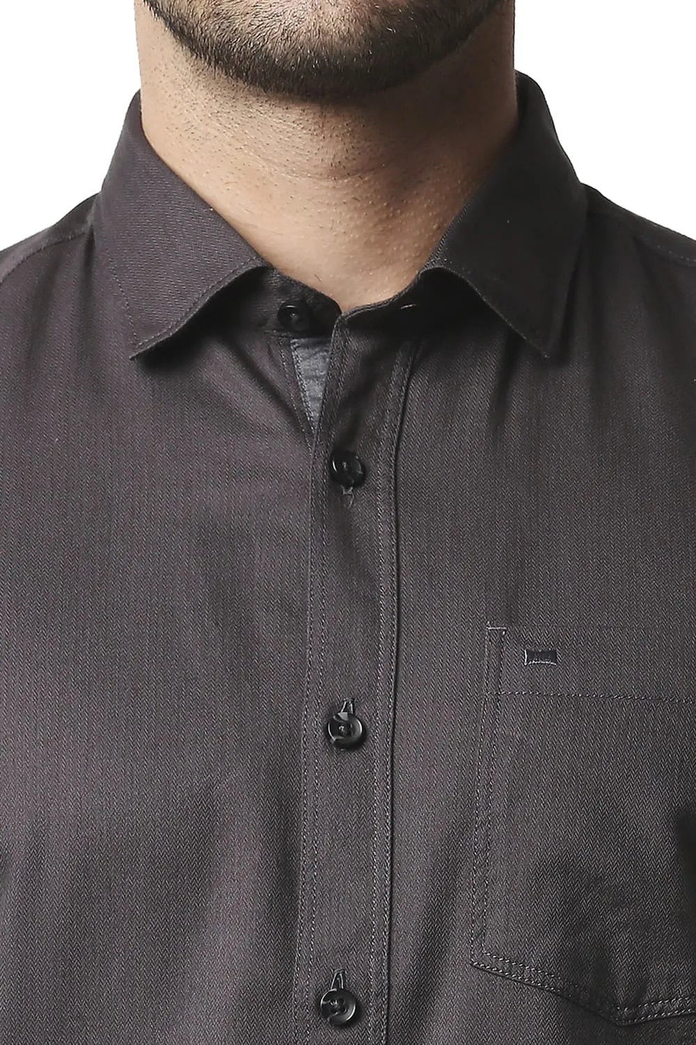 Slim Fit Herringbone Halfsleeves Shirt