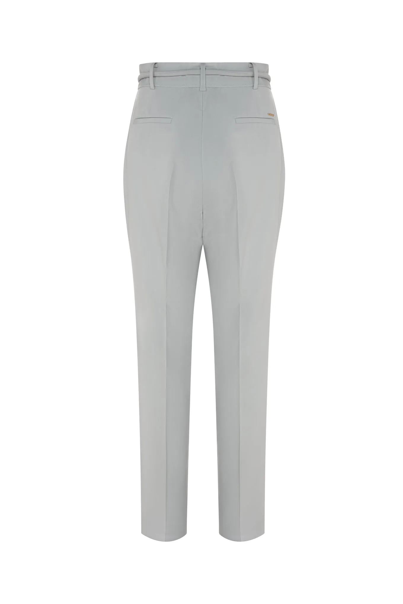 Straight leg pleated trousers with matching cord belt