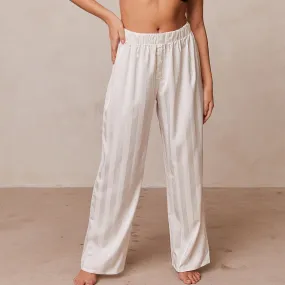 Striped Satin Pajama Trousers - Pearl