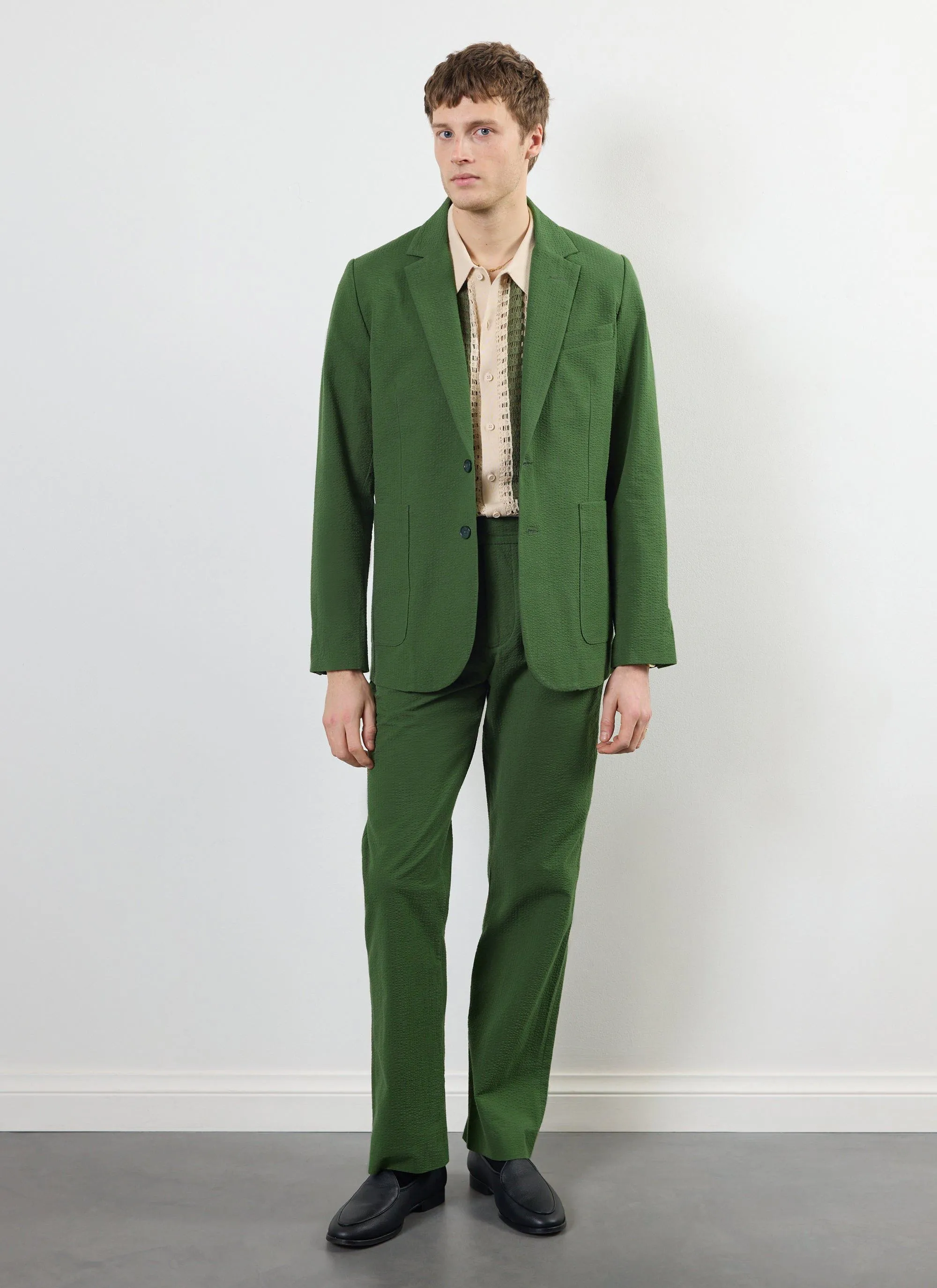 Tailored Seersucker Blazer | Forest