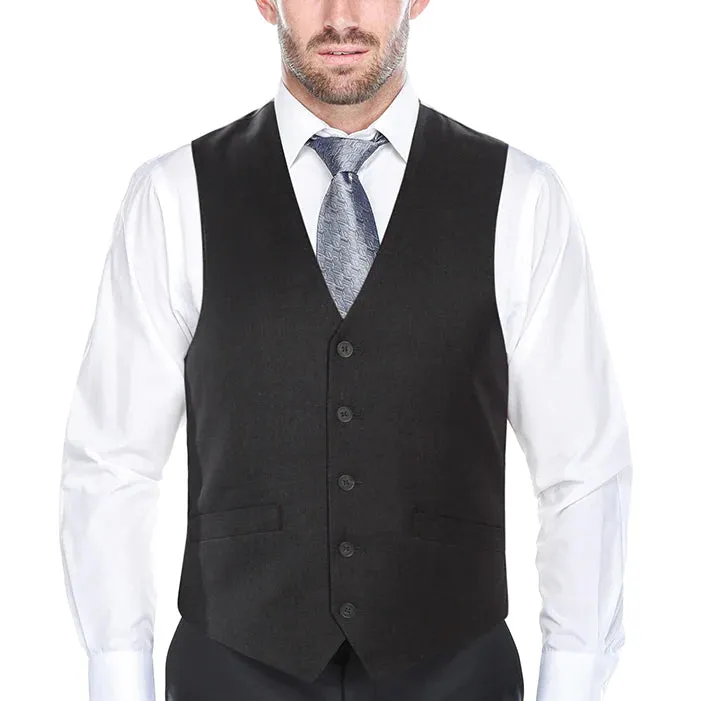 Vanderbilt Collection - Classic Dress Vest 5 Buttons Regular Fit In Charcoal