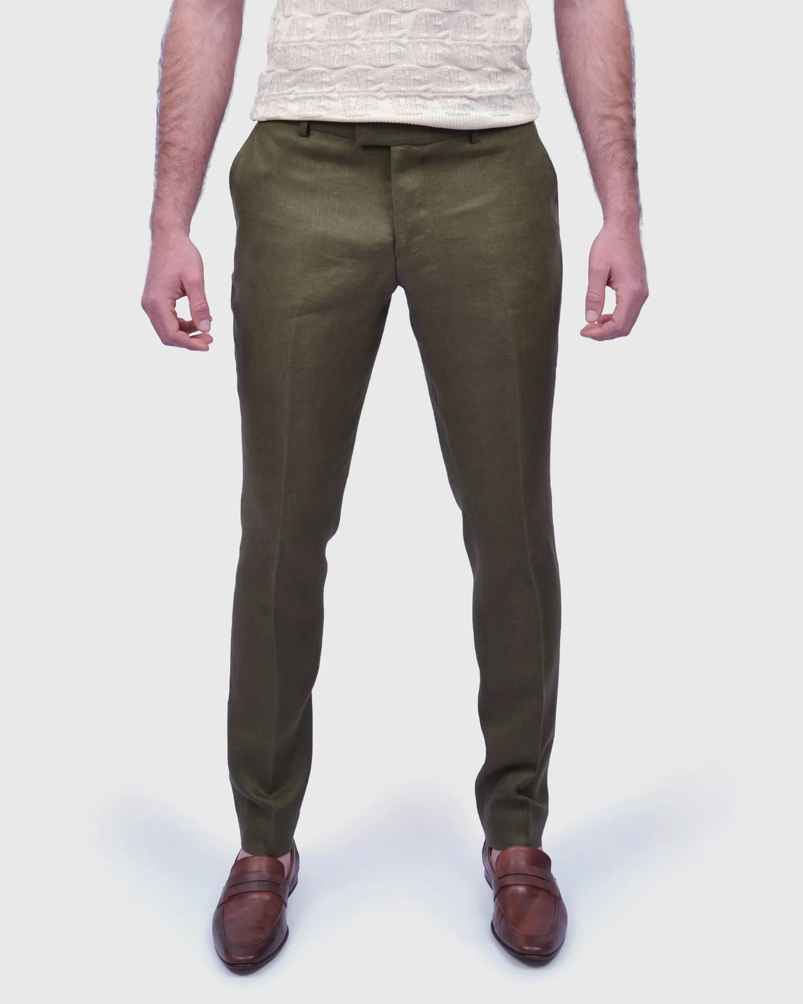 VINCENT & FRANKS S197641 SLIM KHAKI LINEN TROUSER