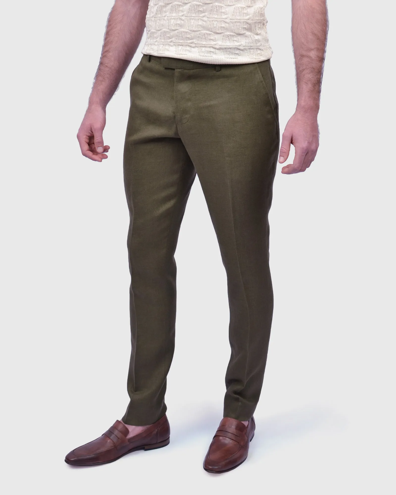 VINCENT & FRANKS S197641 SLIM KHAKI LINEN TROUSER