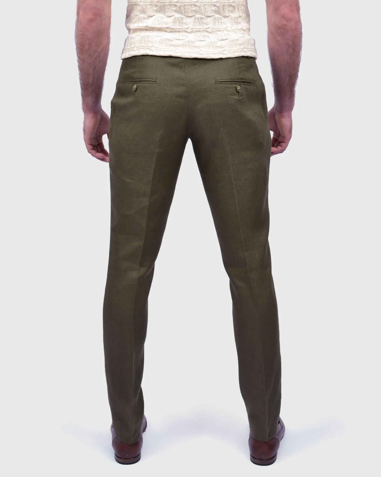 VINCENT & FRANKS S197641 SLIM KHAKI LINEN TROUSER