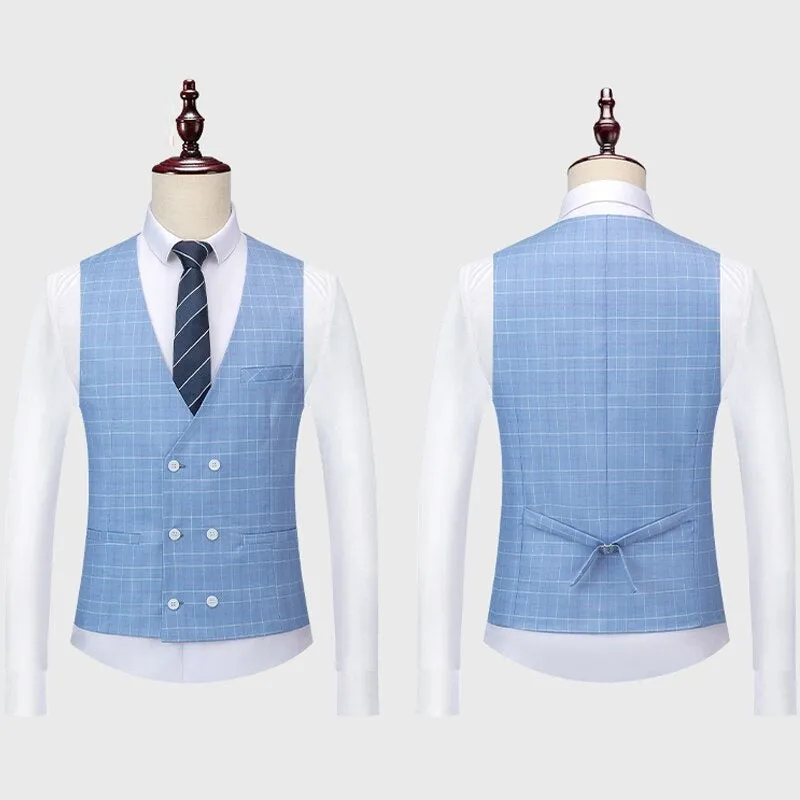 West Louis™ Designer Plaid Formal Elegant Tailored Suit