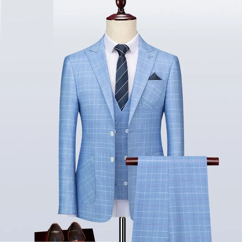 West Louis™ Designer Plaid Formal Elegant Tailored Suit