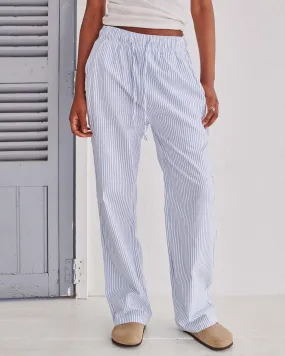 White & Blue Pinstripe Trousers