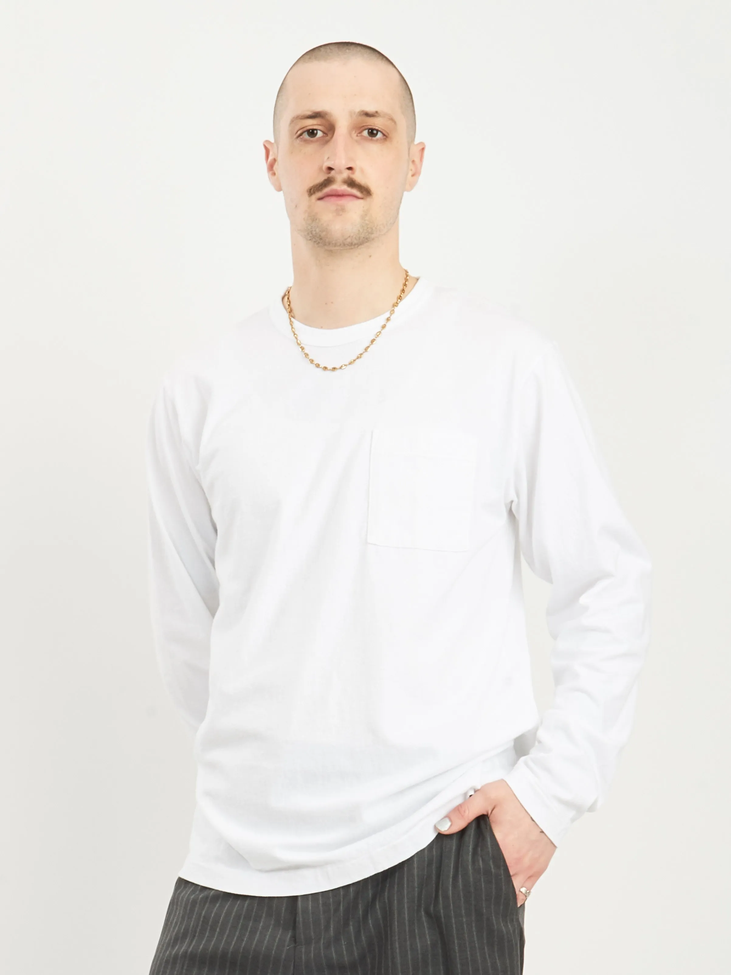 White L/S Pocket Tee