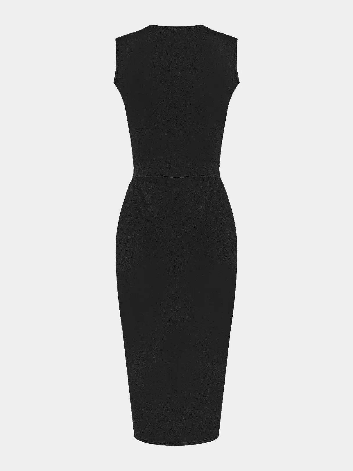 Wholesale Crew Neck Sleeveless Plain Midi Dress