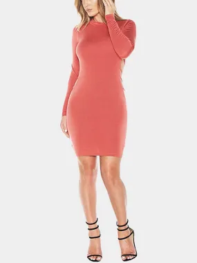 Wholesale Long Sleeve Watermelon Red Midi Dress