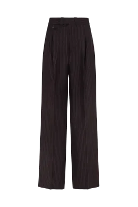 Wide Leg Trouser in Wool Pinstripe