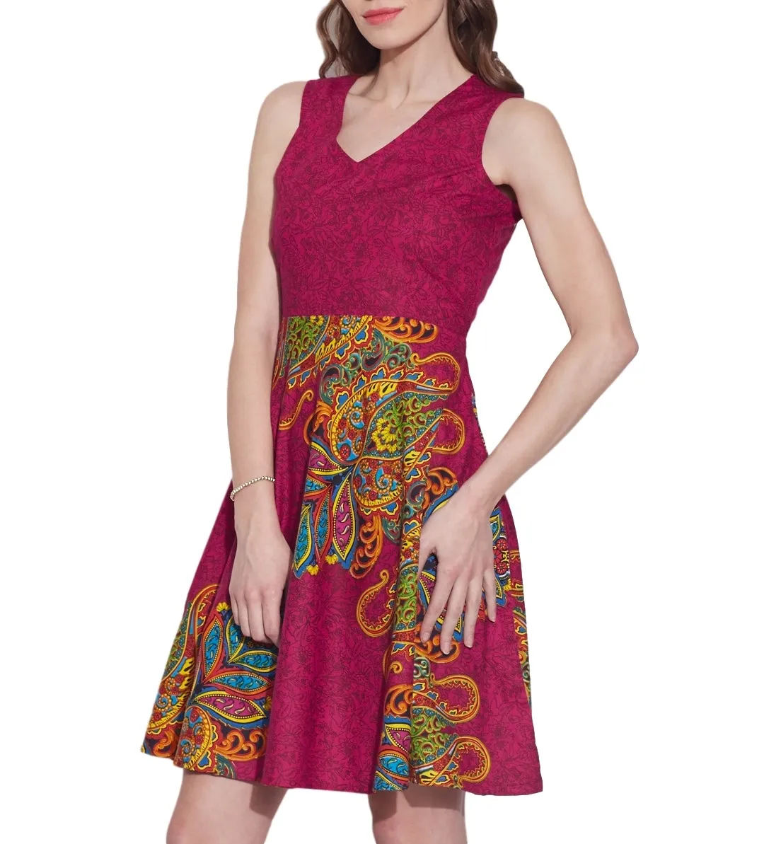 Women's Apparel Cotton Printed Dress,Machine Washable,W-CPD36-1626, Size-36 Inch