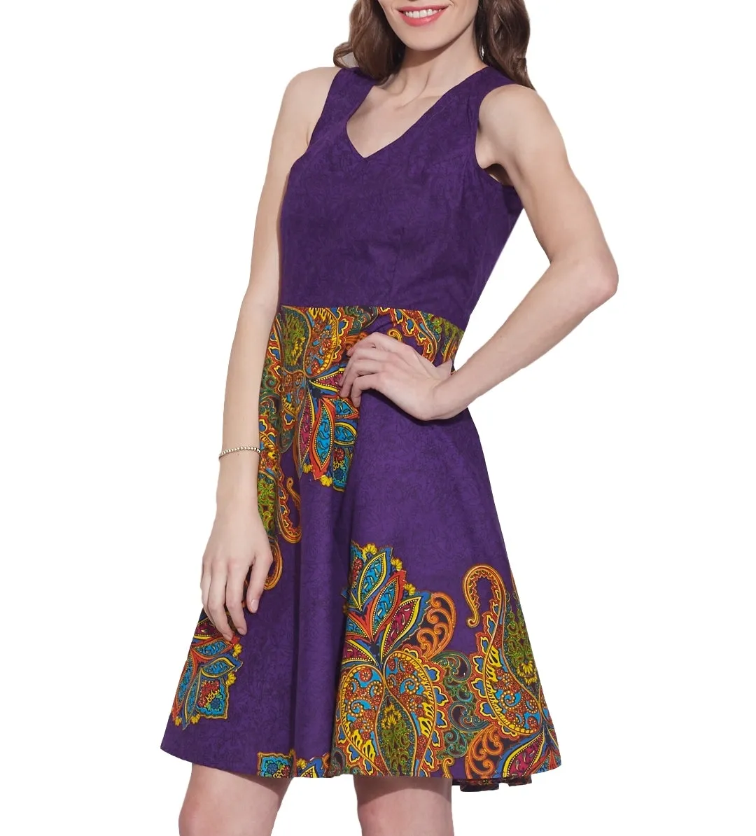 Women's Apparel Cotton Printed Dress,Machine Washable,W-CPD42-1625, Size-42 Inch