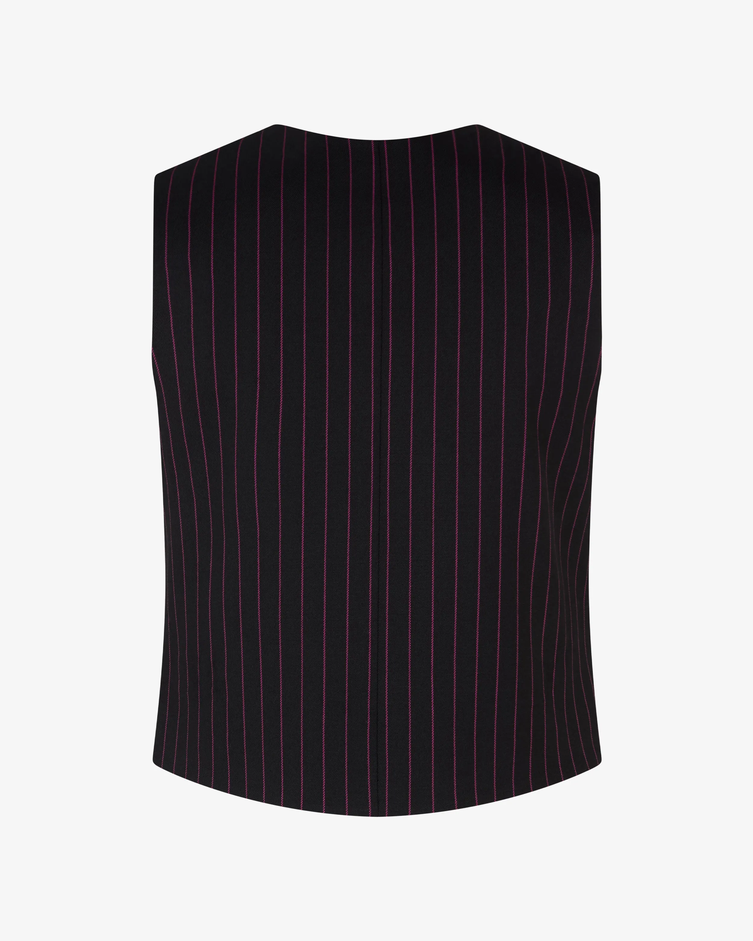 Wool Pinstripe Waistcoat - Black/Pink