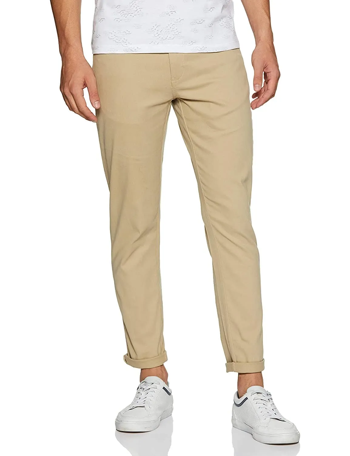 Zip Fly Cotton Slim Fit Casual Trousers