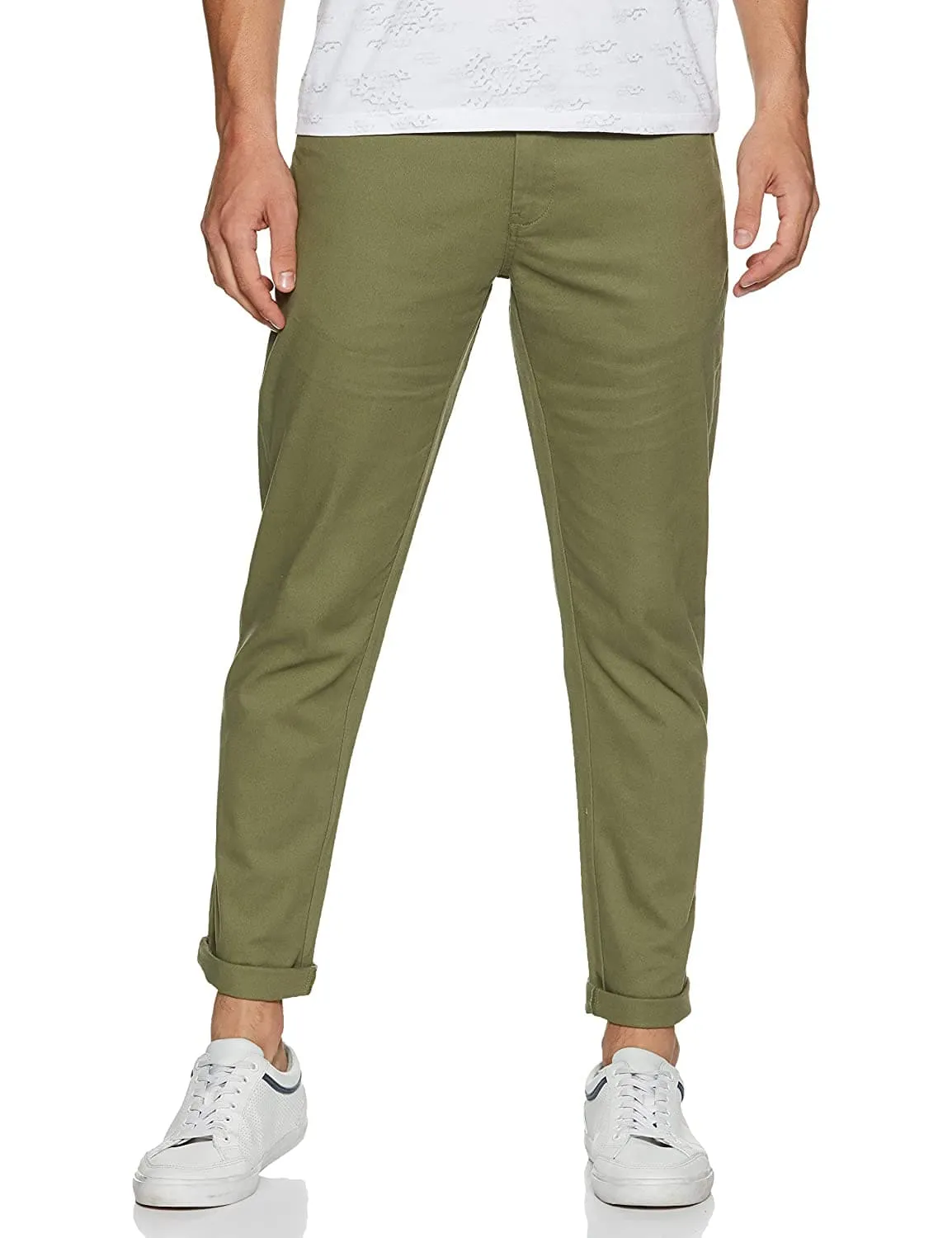 Zip Fly Cotton Slim Fit Casual Trousers