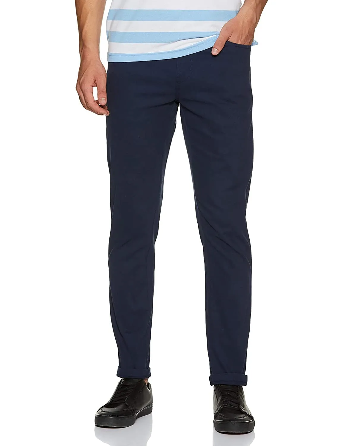 Zip Fly Cotton Slim Fit Casual Trousers