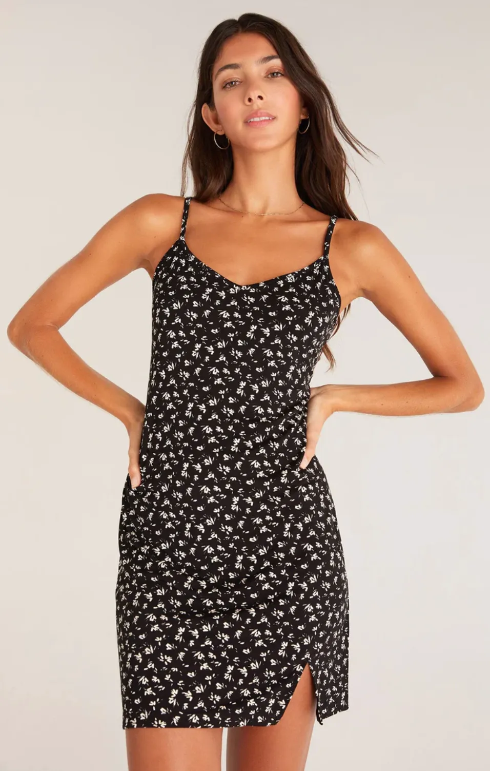 Zsup Ditsy Floral Mini Dress-Blk